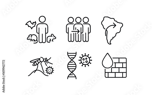 straight perfect stroke icon mono icons style isolated zoonotic infection reservoir host population zoonotic infection spillover event cluster zoonotic infection transmission corridor map