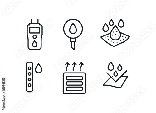 straight perfect stroke icon mono icons style isolated dampness moisture meter dampness humidity sensor dampness absorption pad dampness indicator strip dampness ventilation vent dampness