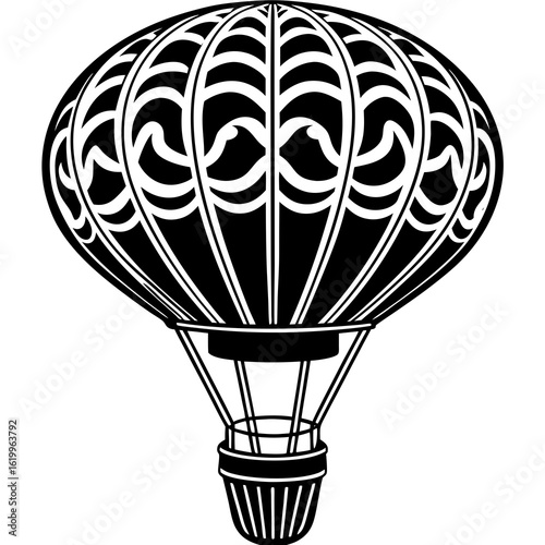 Stylized Black Hot Air Balloon Illustration.