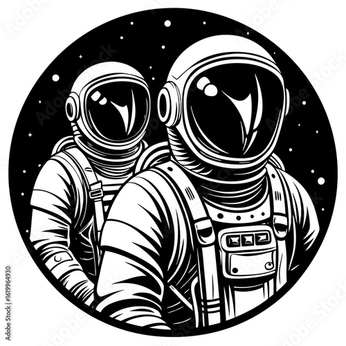 Two Astronauts in Space Suits.
