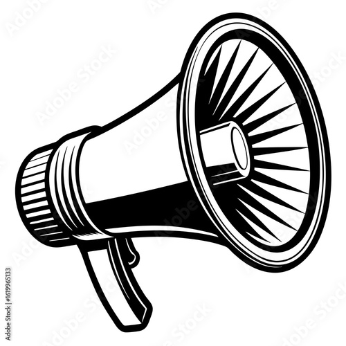 Vintage Black and White Megaphone Illustration 1.