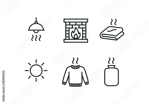 straight perfect stroke icon mono icons style isolated wth heat lamp wth fireplace ember wth thermal blanket wth sun beam wth cozy sweater wth hot water bottle
