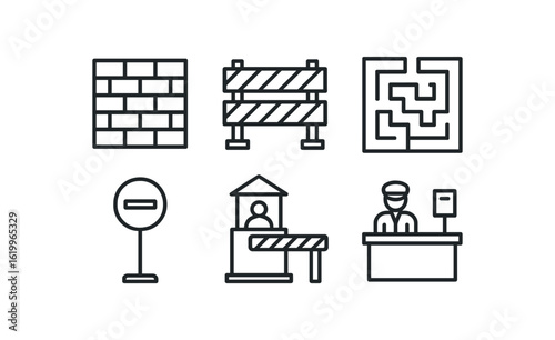 straight perfect stroke icon mono icons style isolated impassability barrier impassability ade fence impassability thicket maze impassability choke point marker impassability guard post