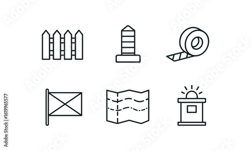 straight perfect stroke icon mono icons style isolated borders fence palisade panel borders frontier marker borders demarcation tape spool borders eclusion zone flag borders buffer zone map