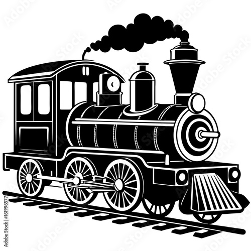 Vintage Steam Locomotive Emitting Black Smoke.