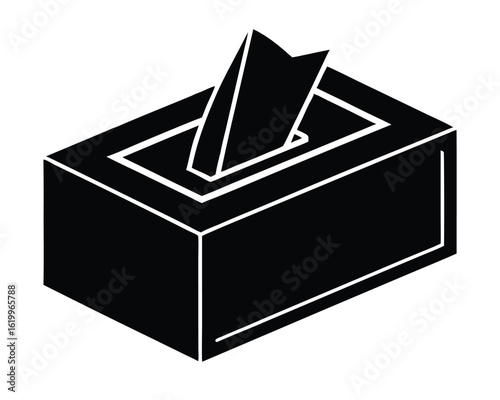 A black tissue box with a tissue sticking out isolated on white background Ai Generated