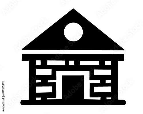 House silhouette. Minimalist house icon in black and white. House isolated on a white background. Vector illustration.	