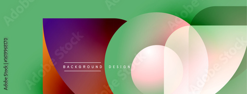 Abstract colorful shapes overlap. Gradient hues blend, creating modern background design. Text reads background design.
