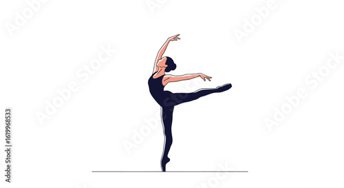 Graceful ballet dancer performing an arabesque pose on stage with elegant movement