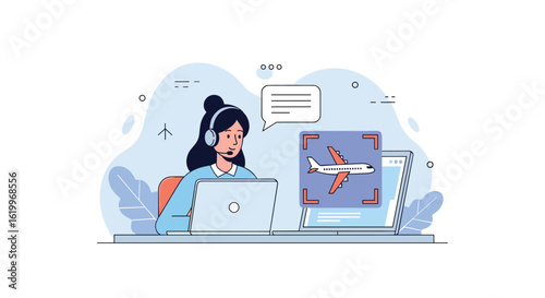 Customer service agent assisting with aviation technology and information support services