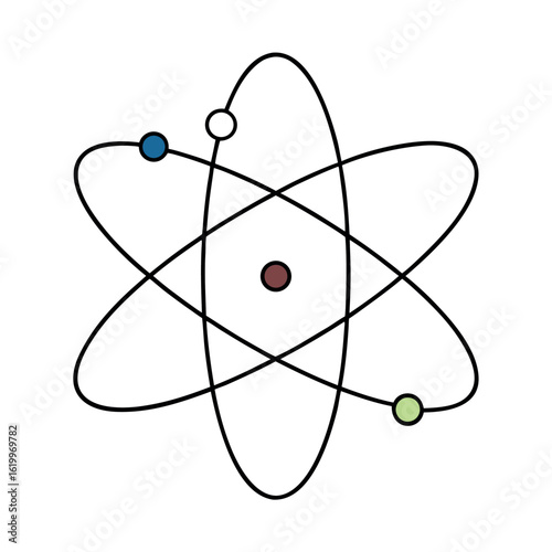 Atom Model with Nucleus and Orbiting Electrons Despite Being Labeled Dog Illustration