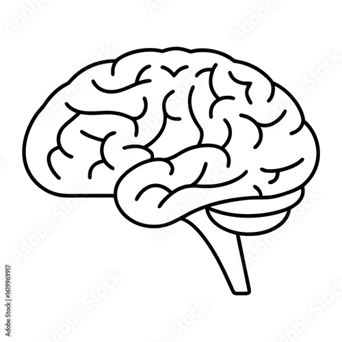 Stylized Brain Outline Design with Dog Illustration Elements and Color Details