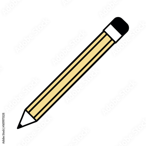 Clean Sharpened Pencil with Eraser Vector Illustration