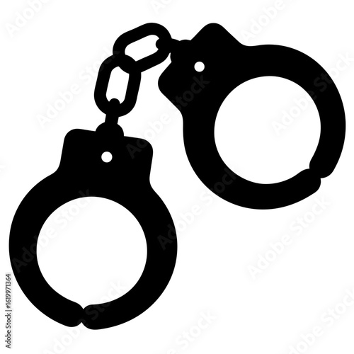 Black silhouette of handcuffs symbolizing law enforcement and criminal justice system