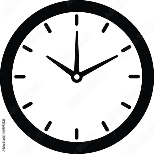 Silhouette of a clock with pointers symbol vector Illustrator
