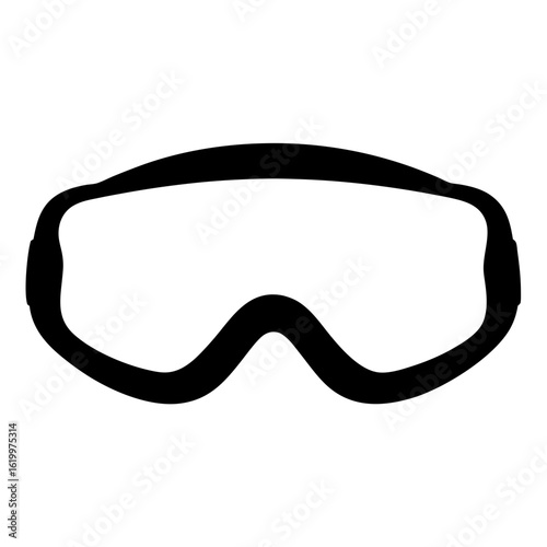 Silhouette of Ski Goggles with a Clear Lens, Showing Perspective and Contour