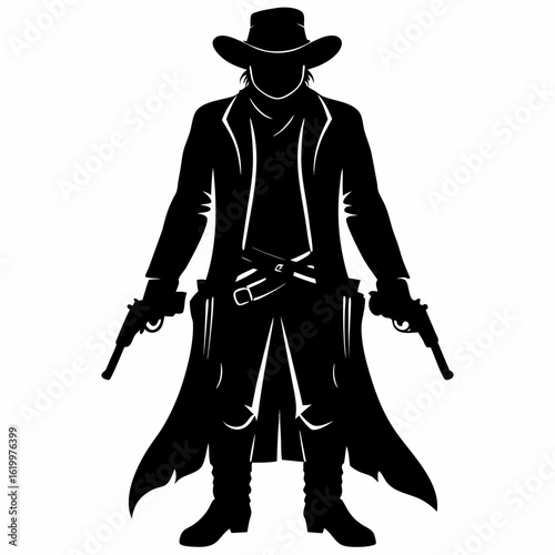 Western Cowboy Gunslinger Silhouette
