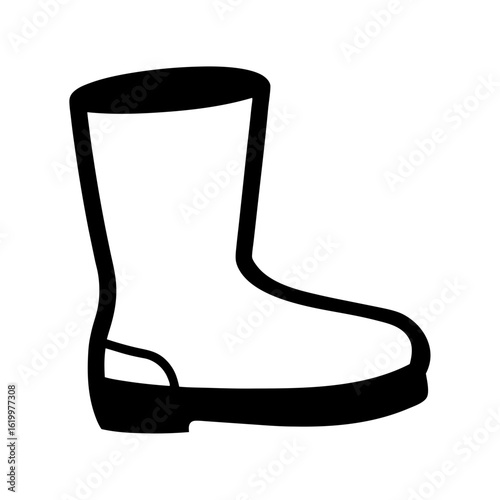 Monochrome illustration of a black and white Wellington boot for rainy weather