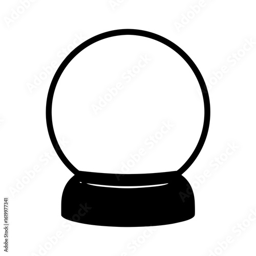 Simple Black and White Snow Globe Illustration with Empty Interior Space