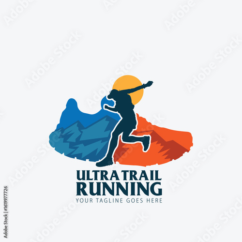 ultra trail running logo vector image