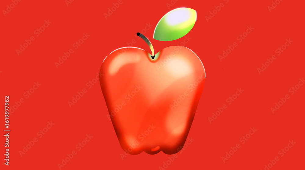 Obraz premium red apple on red background