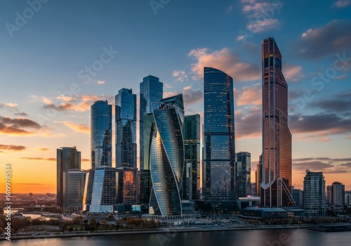 Panoramic views of diverse global cityscapes like Singapore, Chicago, and Dubai Marina at sunset, highlighting urban skylines and architectural marvels by the water