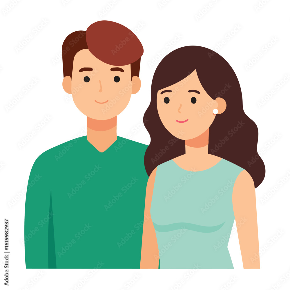 Romantic Couple Standing Together On White Background Minimalist Style Romantic Couple Standing Together On White Background Minimalist Style