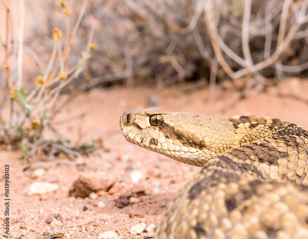 Fototapeta premium Close-up of a snake's head in desert