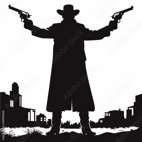 Western Showdown Gunslinger Silhouette