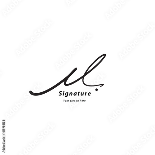 Signature logo or initial letter signature monogram logo elegant hand written sign symbol icon real handwritting M signature