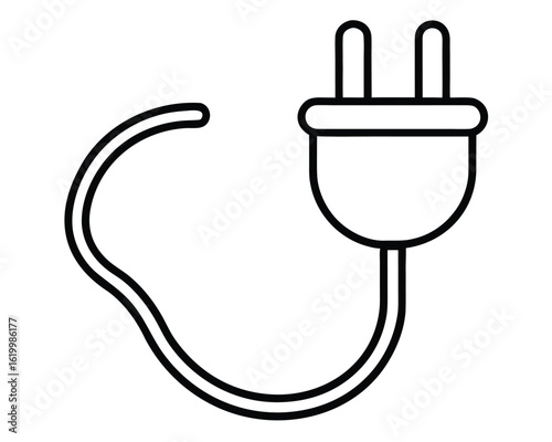 A simple black and white electric plug with a curved cord