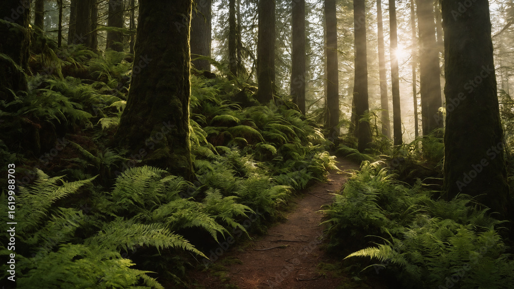 Obraz premium Sunlit Forest Trail