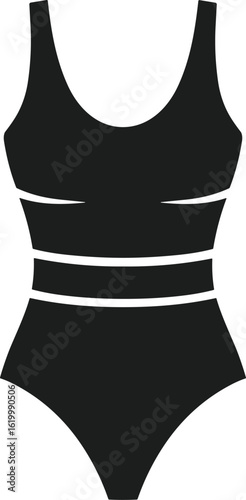 One Piece Swimsuit Silhouette – Minimal Vector Design for Summer and Beach Projects