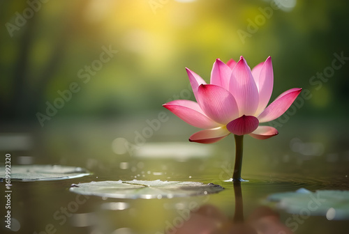 Wallpaper Mural Lotus Flower Blooming in Muddy Pond with Soft Bokeh Torontodigital.ca