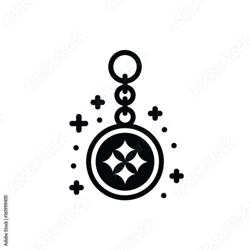 Lucky charm keychain with starburst design