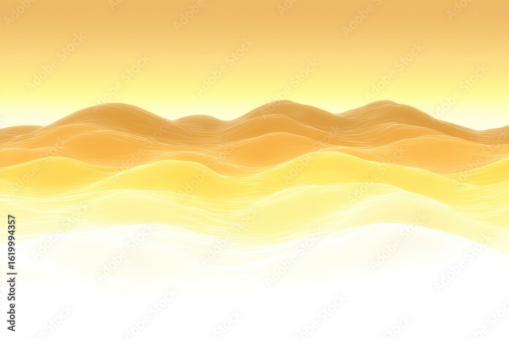 Fototapeta premium Abstract landscape of soft, wavy hills in warm, gradient orange and yellow tones