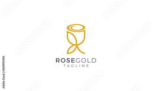 Rose gold flower logo vector design