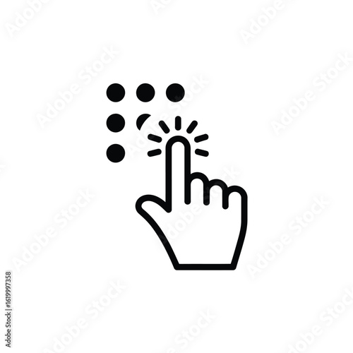 Finger pressing buttons on a keypad icon