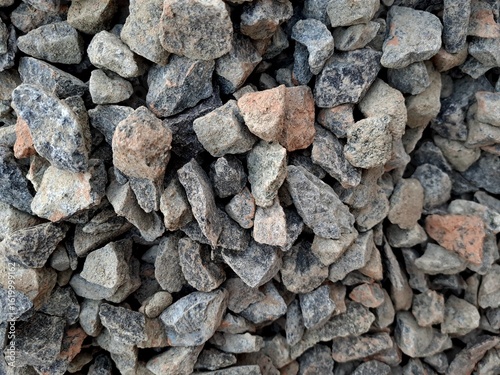 Fototapeta Naklejka Na Ścianę i Meble -  close up of crushed rock, stone raw material for construction industry. background and texture.  