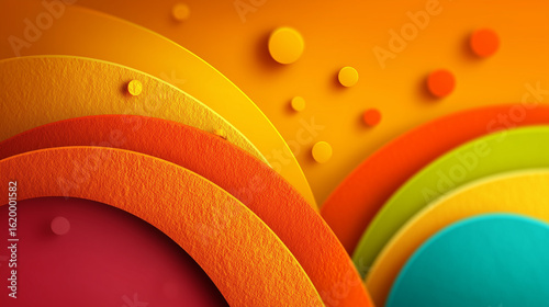 Colorful Abstract Paper Cutout Background with Circles