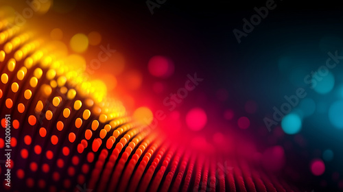  Abstract Glowing Dots on a Wavy Surface with Bright Colors
