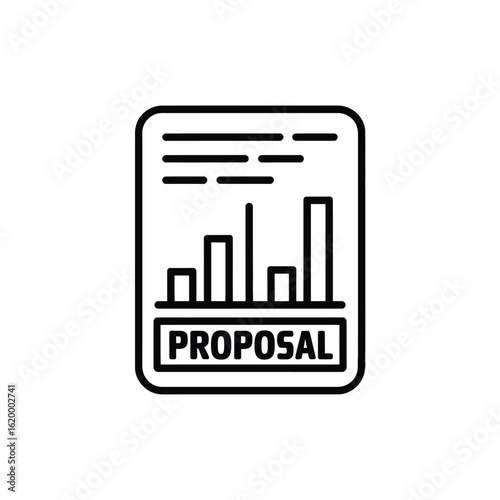 Business proposal document with growth chart icon
