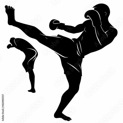 MMA Boxer Fighter Kick Silhouette