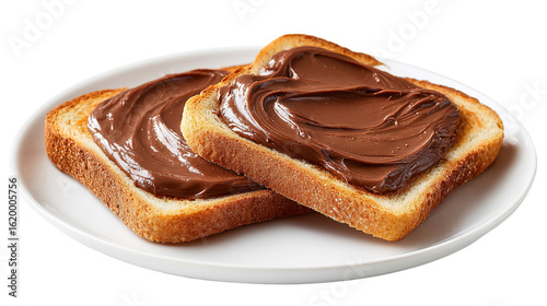 Sliced bread with chocolate spread, isolated on a white background, png, transparent