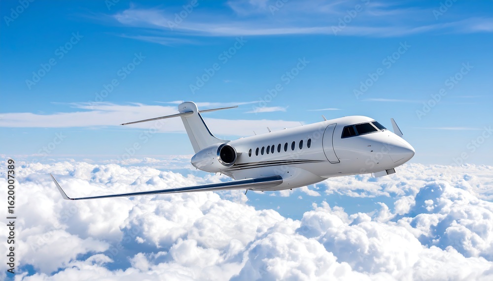 Fototapeta premium Private jet above clouds