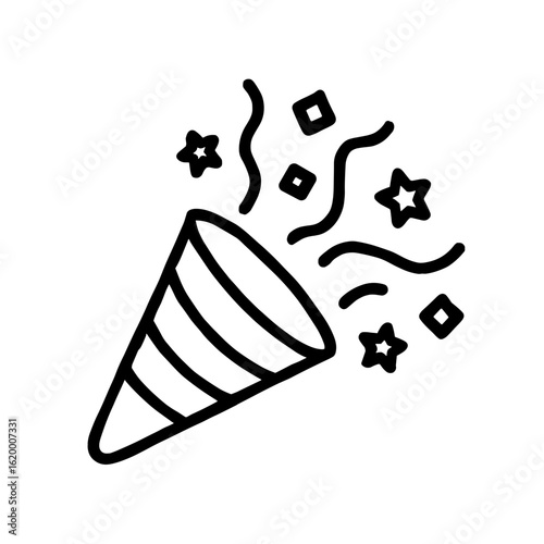 Party horn with confetti and stars for festive school events  