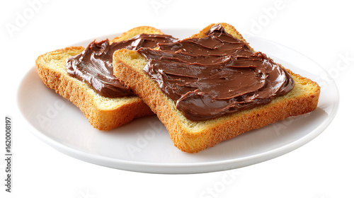 Sliced bread with chocolate spread, isolated on a white background, png, transparent