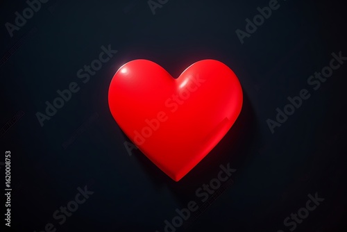 Glossy Red Heart Icon on Dark Background – Love and Romance Symbol