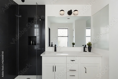 Modern home interior design featuring contemporary and luxurious bathroom with wooden floors and sleek furniture