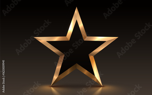 Golden winner star. Concept of victory, achievement, success, rewarding of winner. Vector illustration